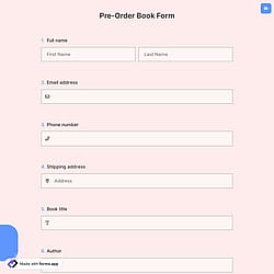 Pre Order Book Form