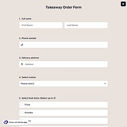 Takeaway Order Form