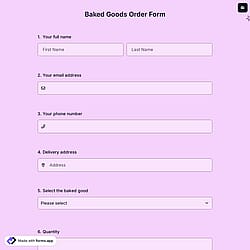 Baked Goods Order Form