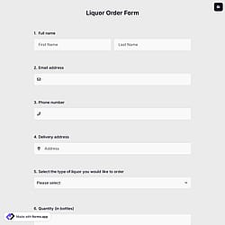 Liquor Order Form