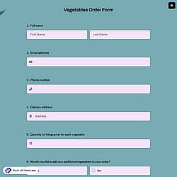 Vegetables Order Form