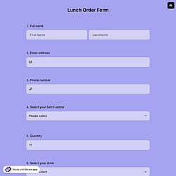 Lunch Order Form