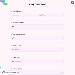 Party Order Form