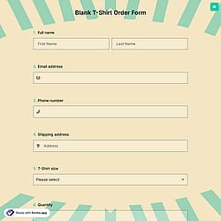 Blank T-Shirt Order Form