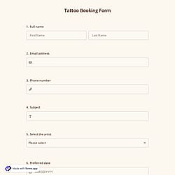 Tattoo Booking Form