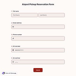 Airport Pickup Reservation Form