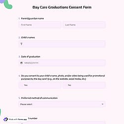 Daycare Graduation Consent Form
