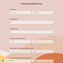 Tanning Consultation Form