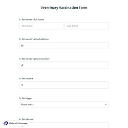 Veterinary Vaccination Form