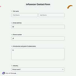 Influencer Contact Form