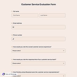 Customer Service Evaluation Form