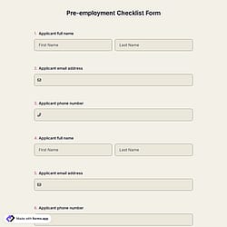 Pre-Employment Checklist Form