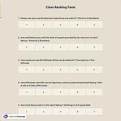 Class Ranking Form