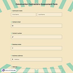 Construction Contractors Assessment Form