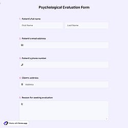 Psychological Evaluation Form