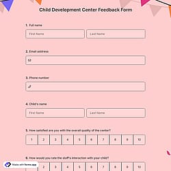 Child Development Center Feedback Form