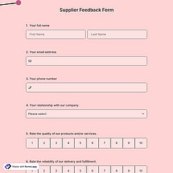 Supplier Feedback Form
