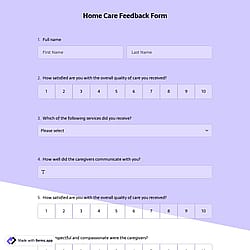 Home Care Feedback Form