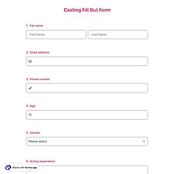 Casting Fill Out Form