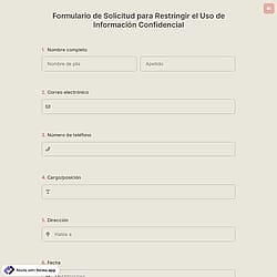 Formulario de Solicitud para Restringir el Uso de Información Confidencial