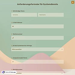 Anforderungsformular für Systemdienste