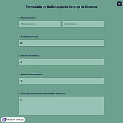 Formulário de Solicitação de Serviço de Sistema