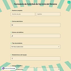 Formulario de Solicitud de Servicio del Sistema