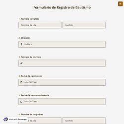 Formulario de Registro de Bautismo