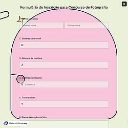 Formulário de Inscrição para Concurso de Fotografia