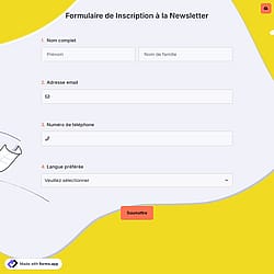 Formulaire de Inscription à la Newsletter