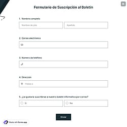 Formulario de Suscripción al Boletín