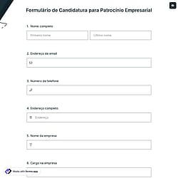 Formulário de Candidatura para Patrocínio Empresarial