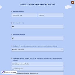 Encuesta sobre Pruebas en Animales