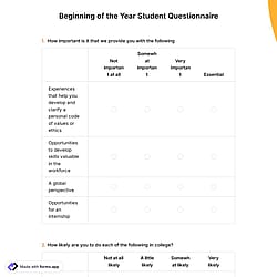 Beginning of the Year Student Questionnaire