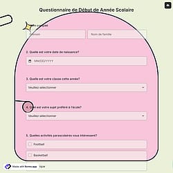 Questionnaire de Début de Année Scolaire