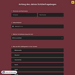 Anfang des Jahres Schülerfragebogen
