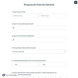 Pesquisa de Teste de Conceito