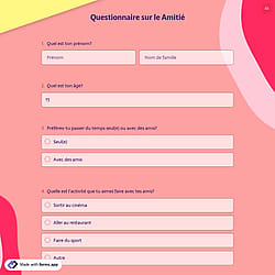 Questionnaire sur le Amitié