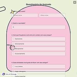 Questionário de Amizade