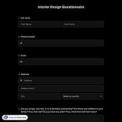 Interior Design Questionnaire
