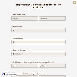Fragebogen zu Gesundheit und Sicherheit am Arbeitsplatz