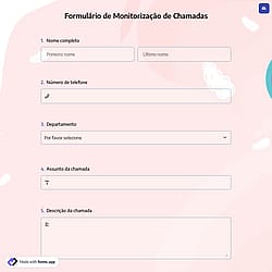 Formulário de Monitorização de Chamadas