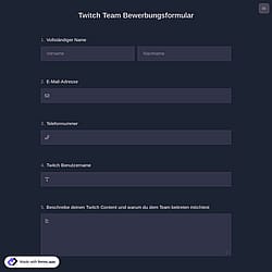 Twitch Team Bewerbungsformular