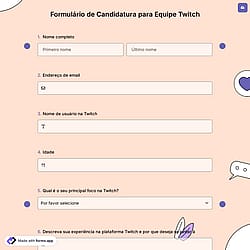 Formulário de Candidatura para Equipe Twitch