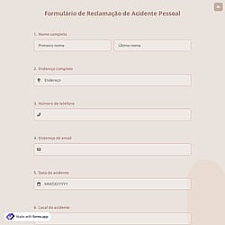 Formulário de Reclamação de Acidente Pessoal