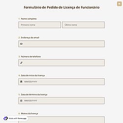 Formulário de Pedido de Licença de Funcionário