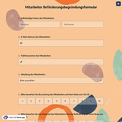Mitarbeiter Beförderungsbegründungsformular
