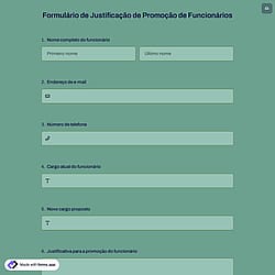 Formulário de Justificação de Promoção de Funcionários