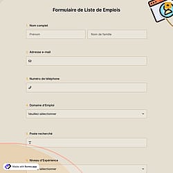 Formulaire de Liste de Emplois