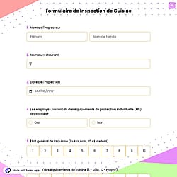 Formulaire de Inspection de Cuisine